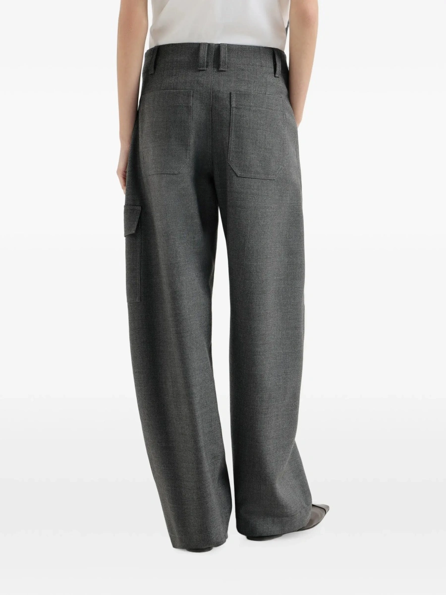Pantaloni Grey Pants with one front patch flap pocket in wool for women - Img 6