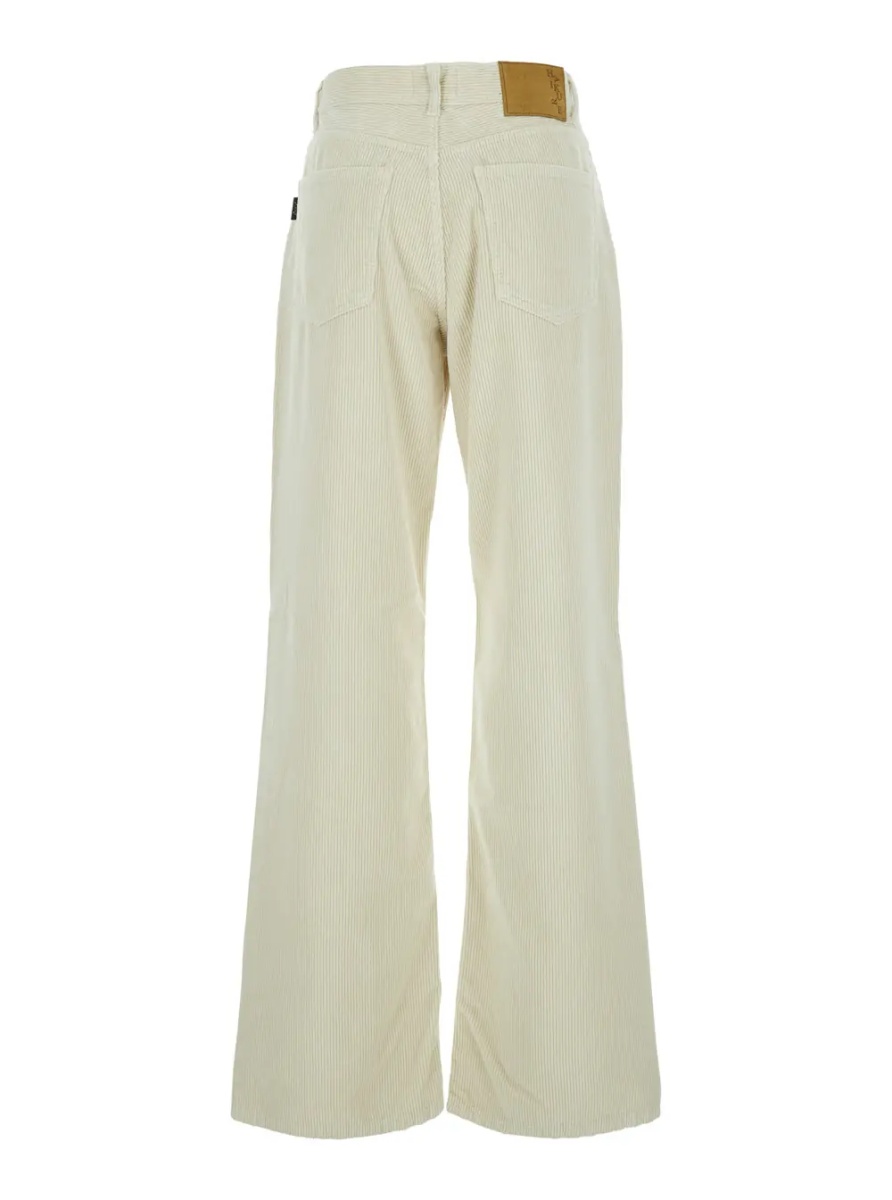 Pantaloni 'Korea' White Pants with Logo Patch on the Rear and Wide Leg in Corduroy Woman - Img 2