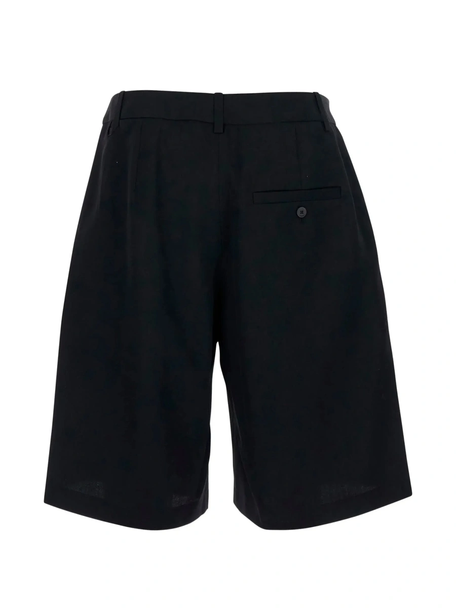 Pantaloni 'Le Short Camargue' Black Bermuda Shorts with Belt Loops and Wide Leg in Wool for Men - Img 4