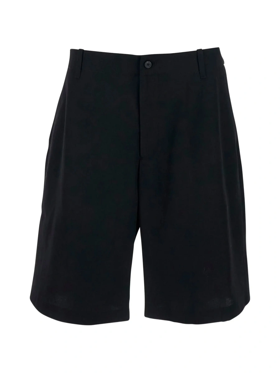 Pantaloni 'Le Short Camargue' Black Bermuda Shorts with Belt Loops and Wide Leg in Wool for Men - Img 6