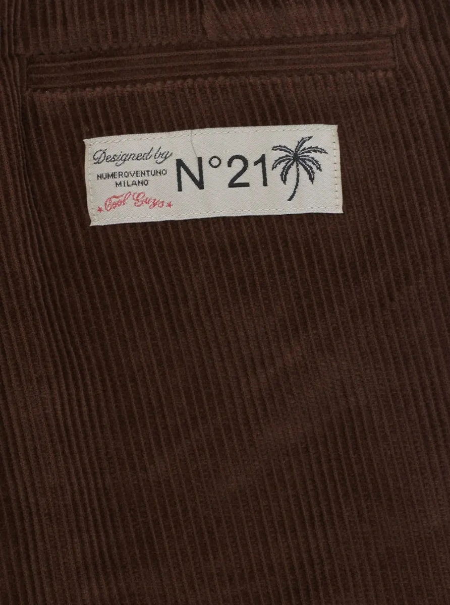 Pantaloni N°21 Kids maro din catifea reiata - Img 3