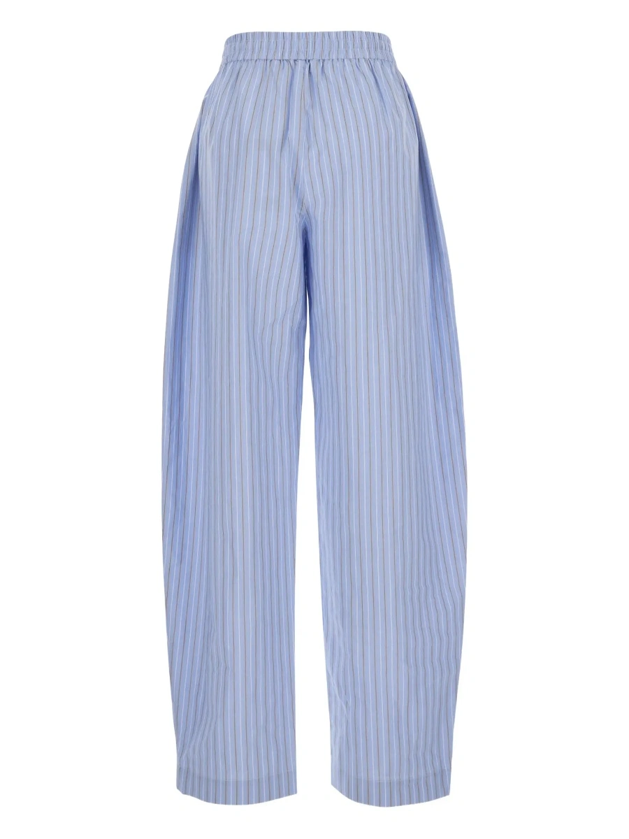 Pantaloni ROTATE Birger Christensen albastri din poplin de bumbac - Img 4