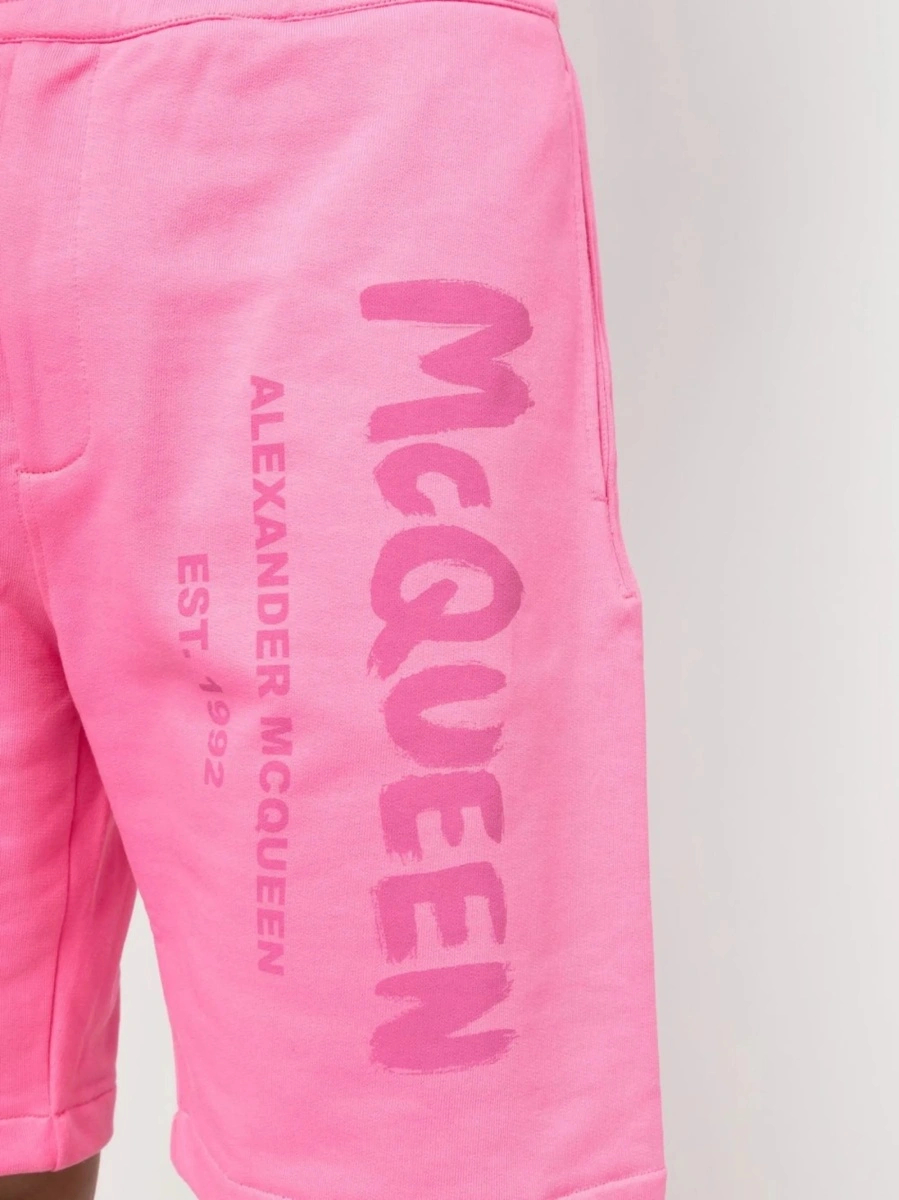 Pantaloni scurti Alexander McQueen roz din bumbac - Img 5