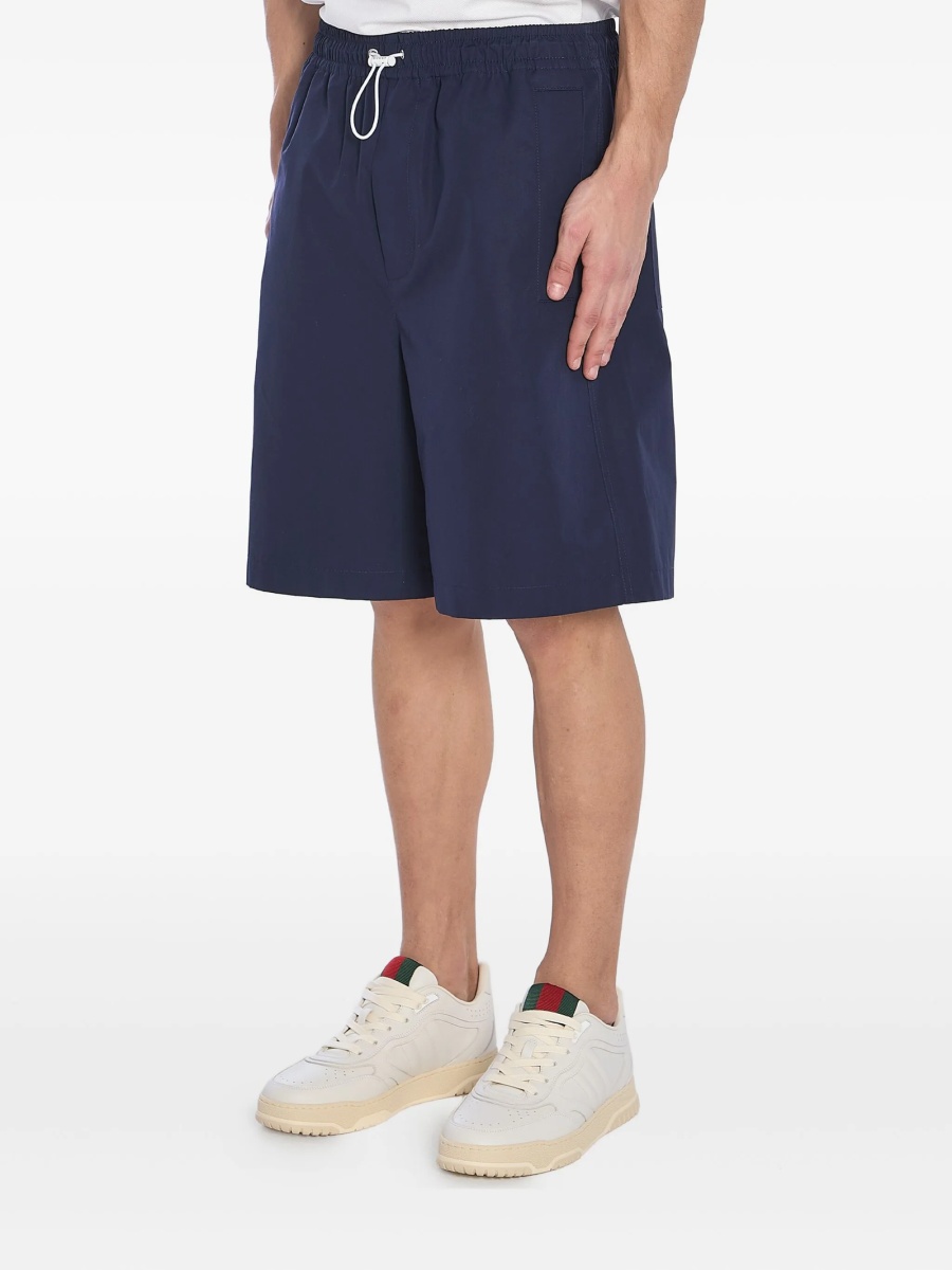 Pantaloni scurti Gucci albastri din poliuretan si bumbac - Img 2