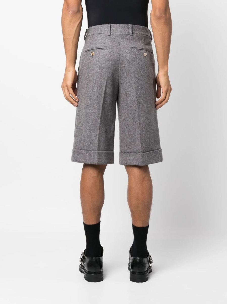 Pantaloni scurti Gucci gri din lana si casmir - Img 4