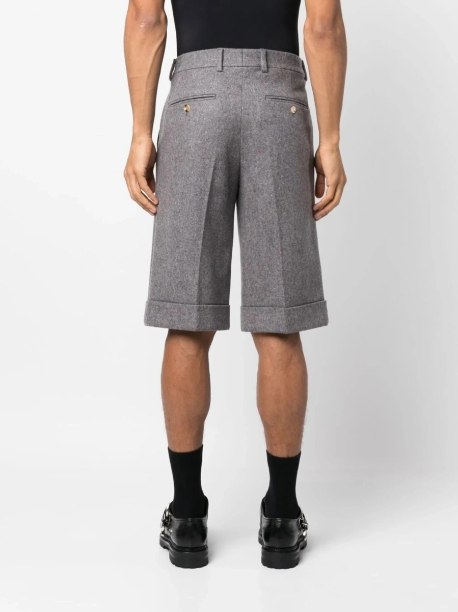 Pantaloni scurti Gucci gri din lana si casmir - Img 4