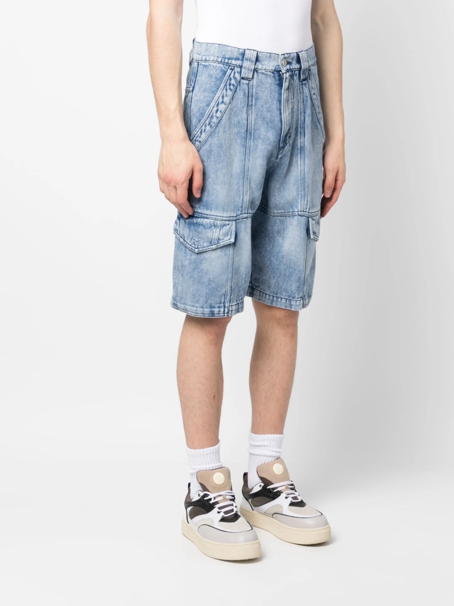 Pantaloni scurti Isabel Marant albastri din tencel - Img 3