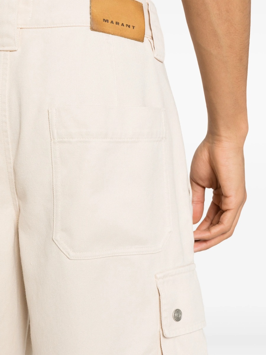 Pantaloni scurti Isabel Marant neutri din lyocell si bumbac - Img 5