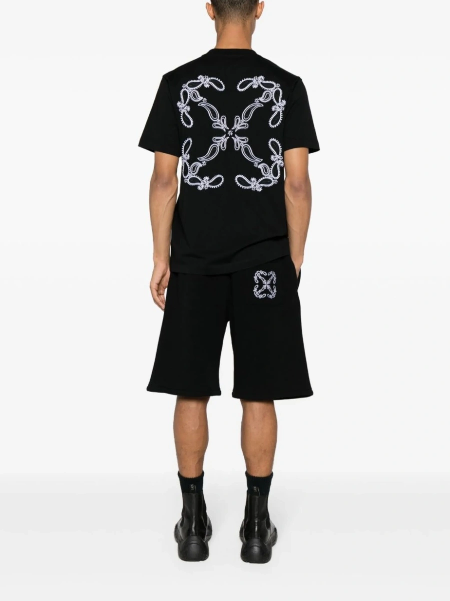Pantaloni scurti Off-White negri din bumbac organic - Img 2