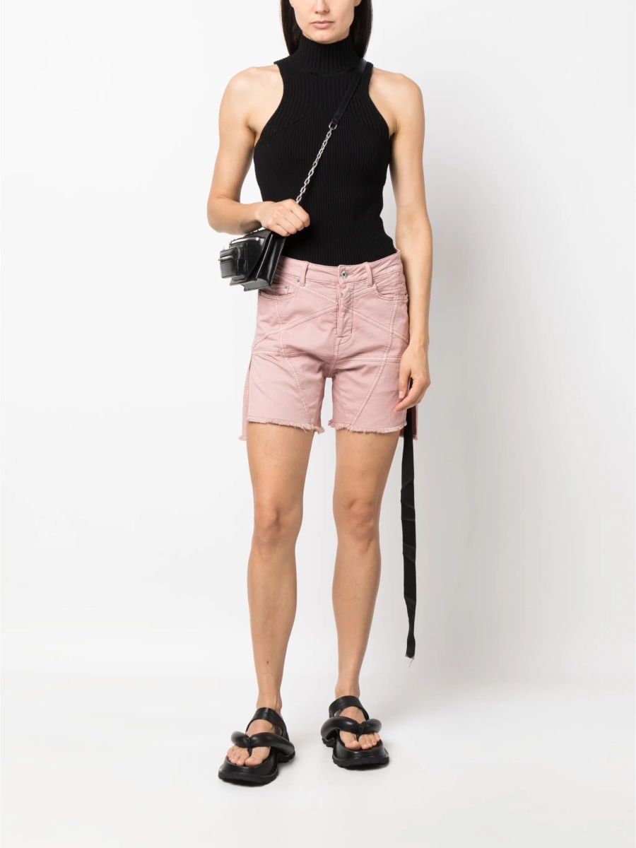 Pantaloni scurti Rick Owens roz din cauciuc si polyester - Img 2