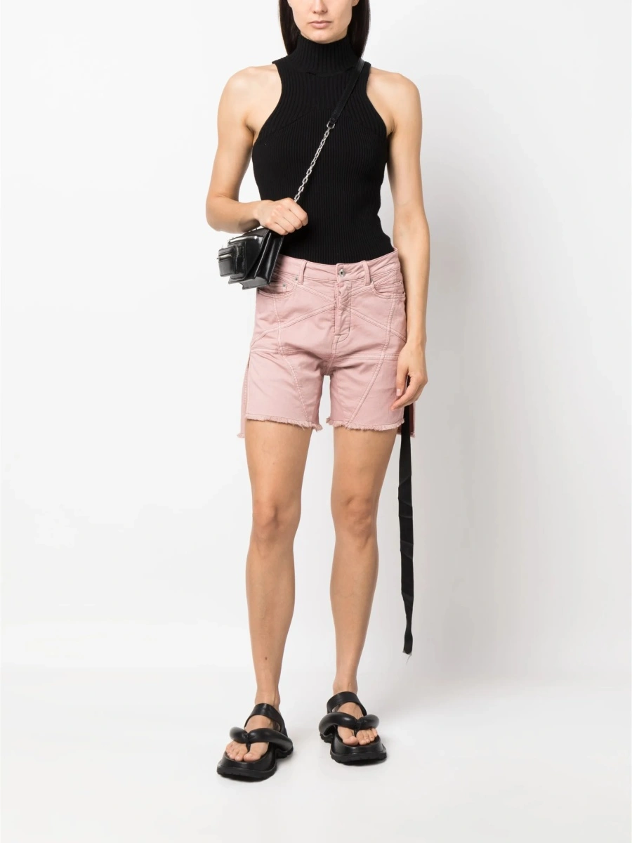 Pantaloni scurti Rick Owens roz din cauciuc si polyester - Img 2