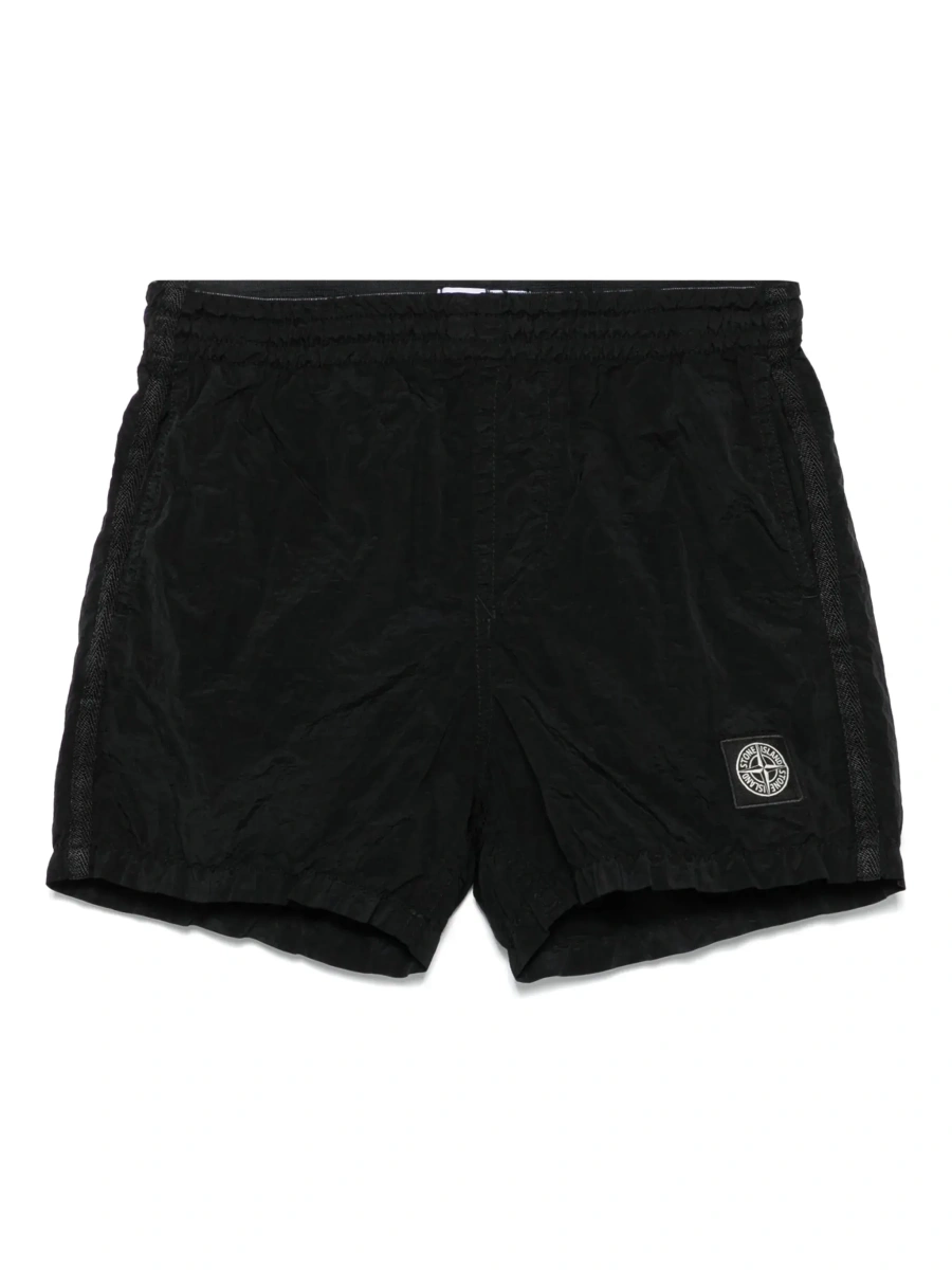 Pantaloni scurti Stone Island negri din poliamida - Img 6