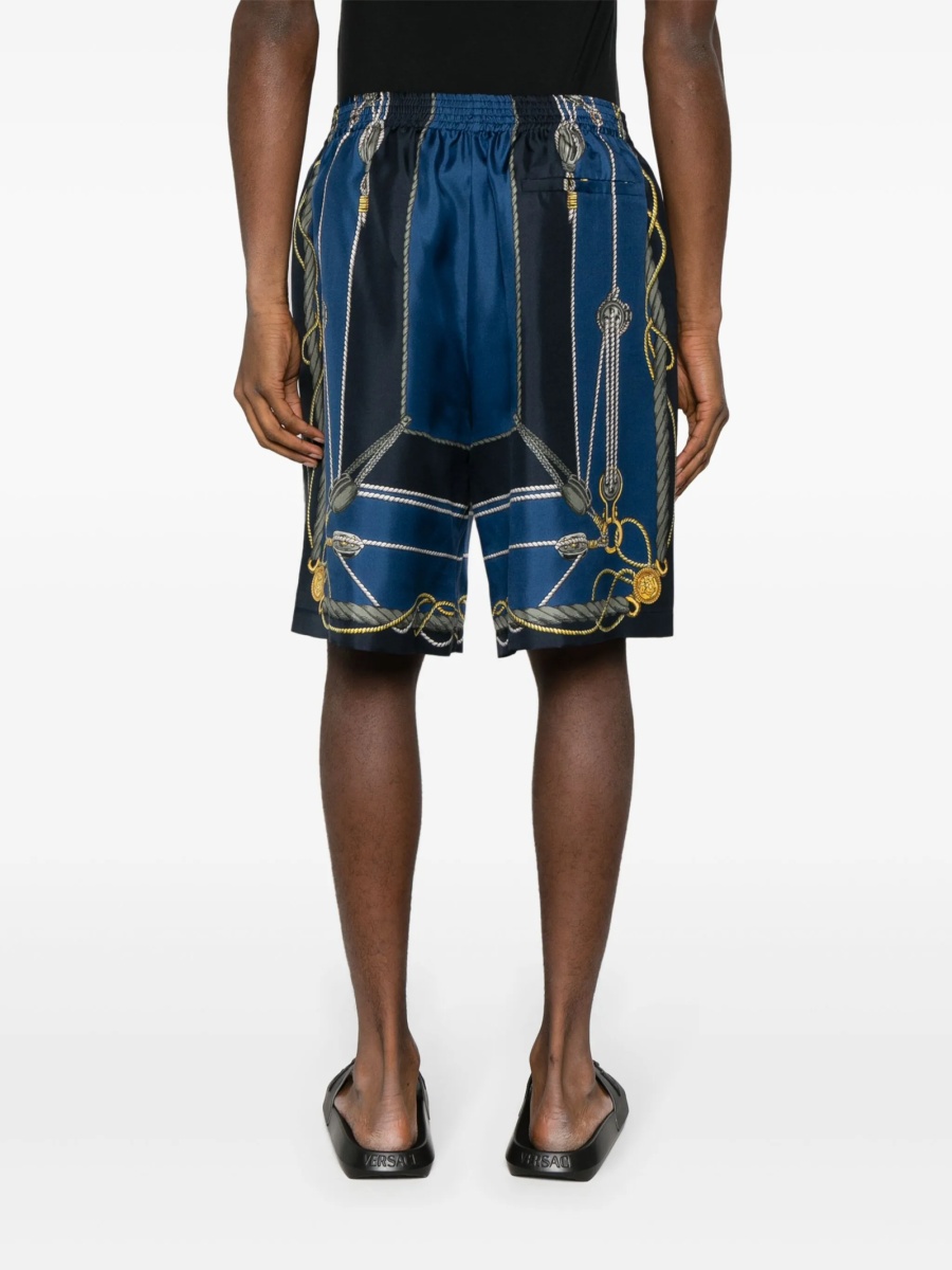 Pantaloni scurti Versace albastri din matase - Img 4
