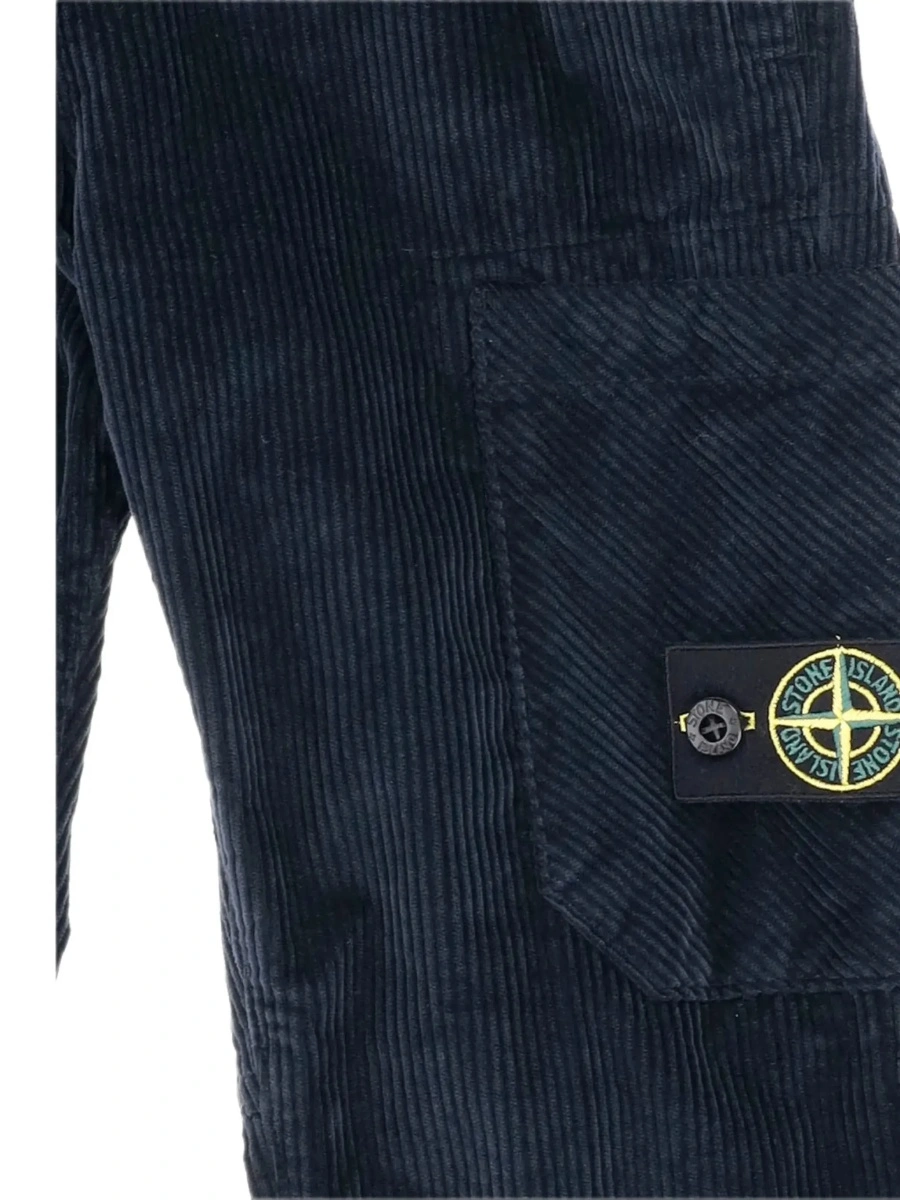 Pantaloni Stone Island albastri din bumbac - Img 5