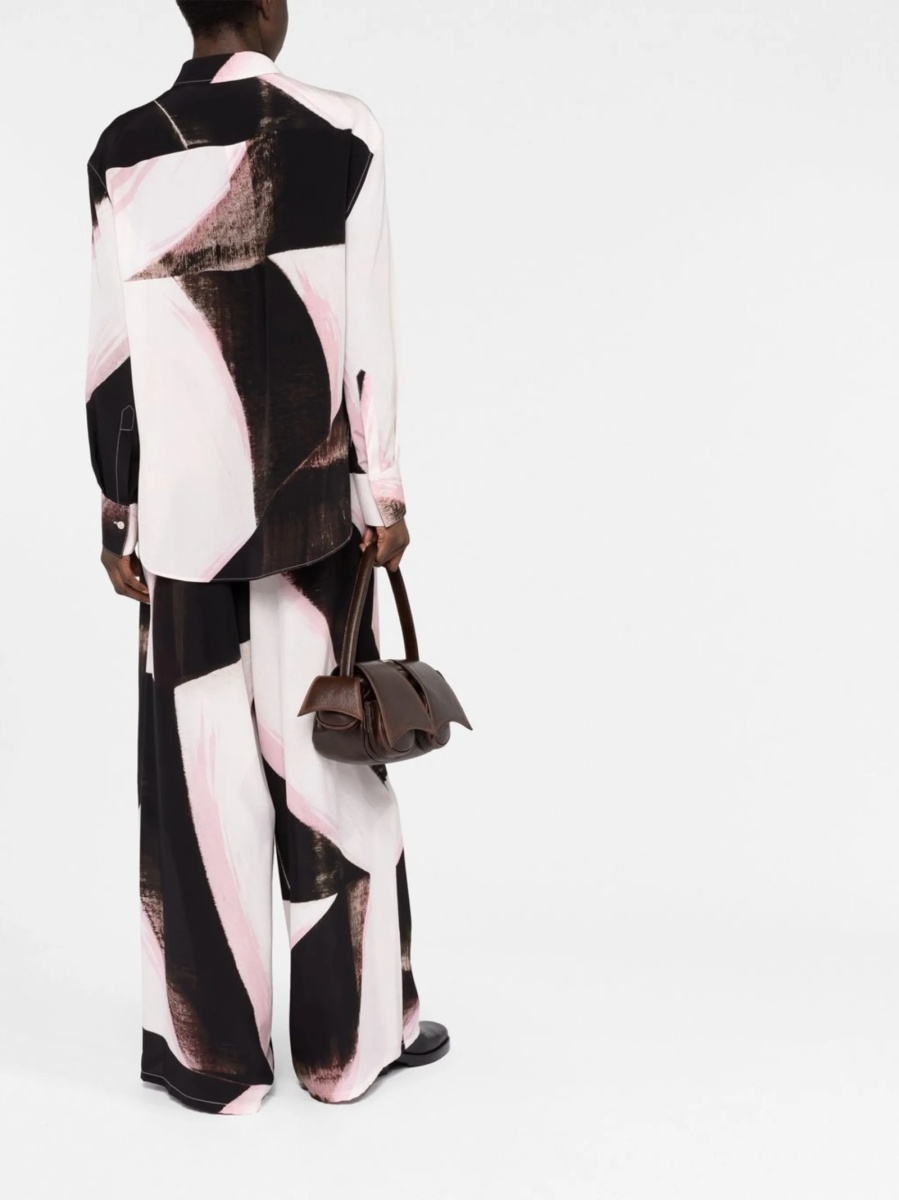 Pantaloni talie inalta Alexander McQueen negri din matase - Img 4