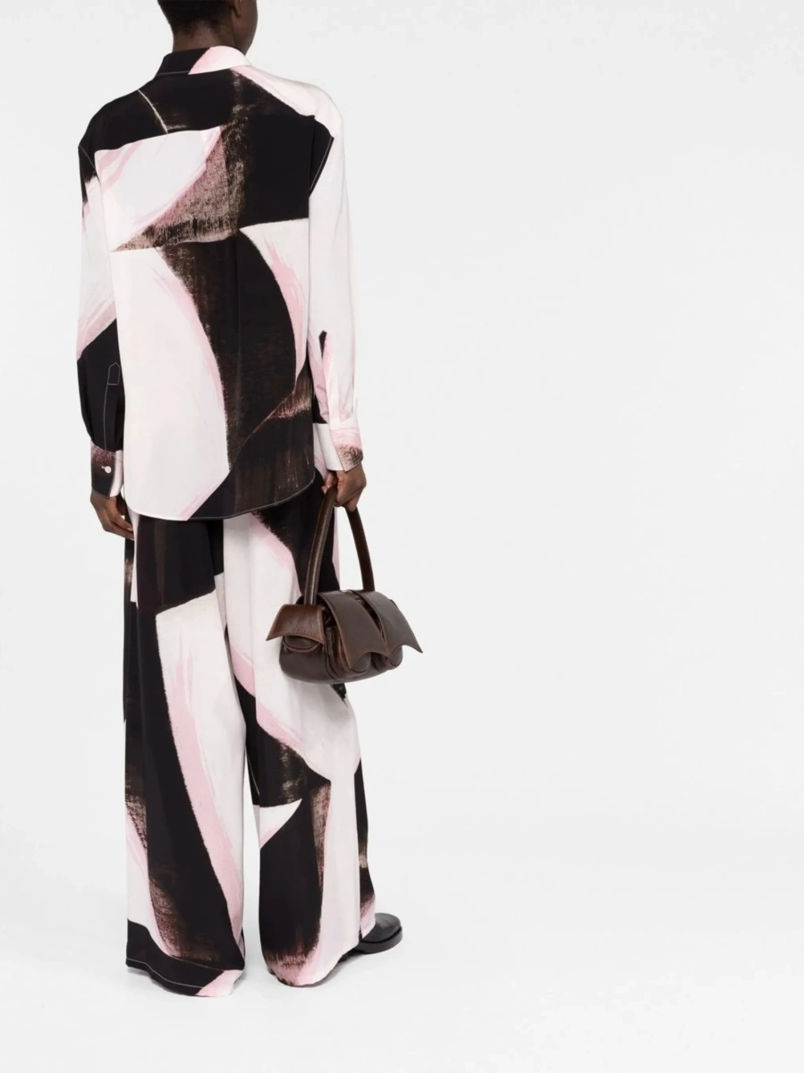 Pantaloni talie inalta Alexander McQueen negri din matase - Img 4