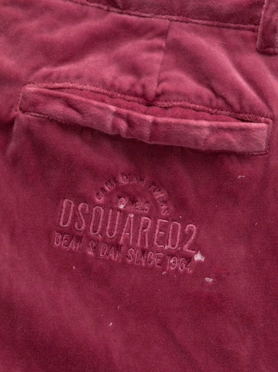 Pantaloni talie inalta DSQUARED2 roz din fibre metalice si bumbac - Img 5