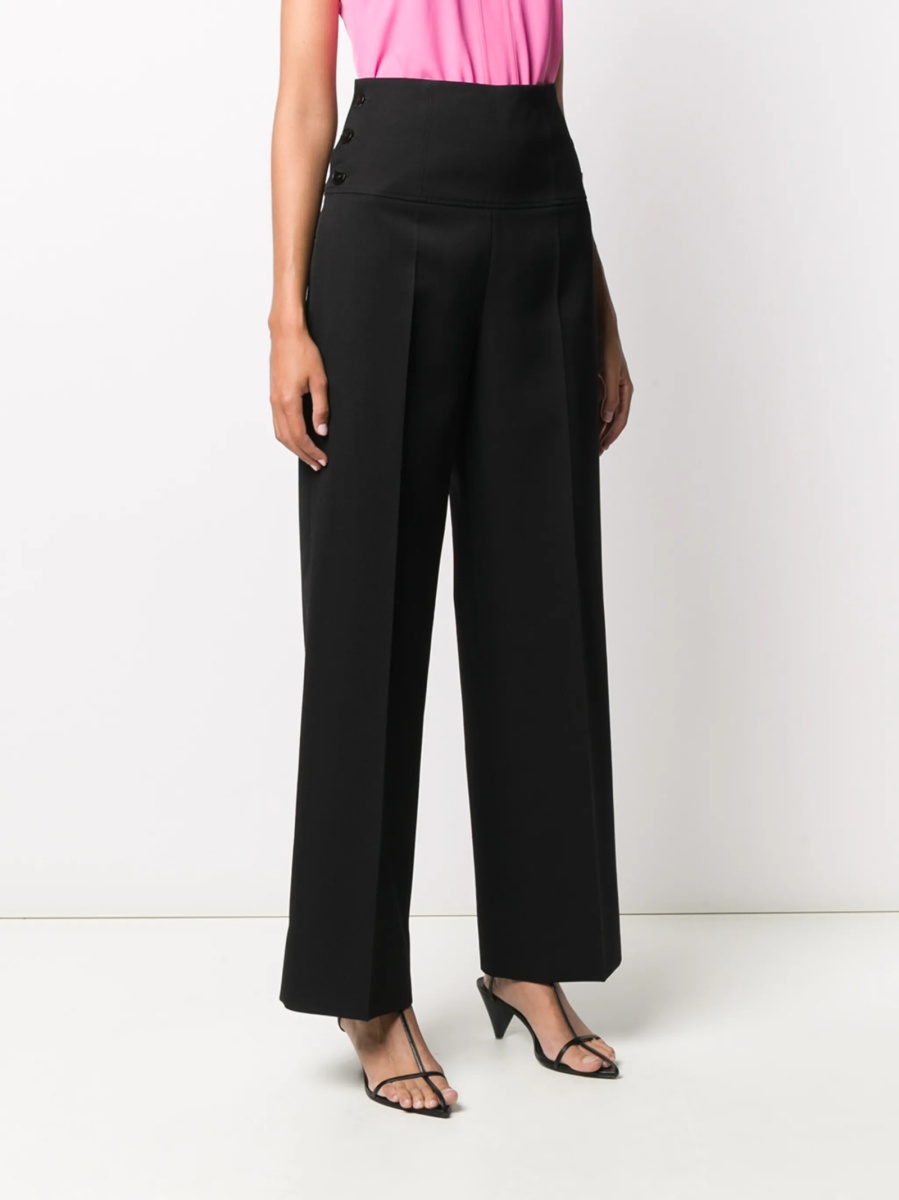 Pantaloni talie inalta Jil Sander negri din lana - Img 3