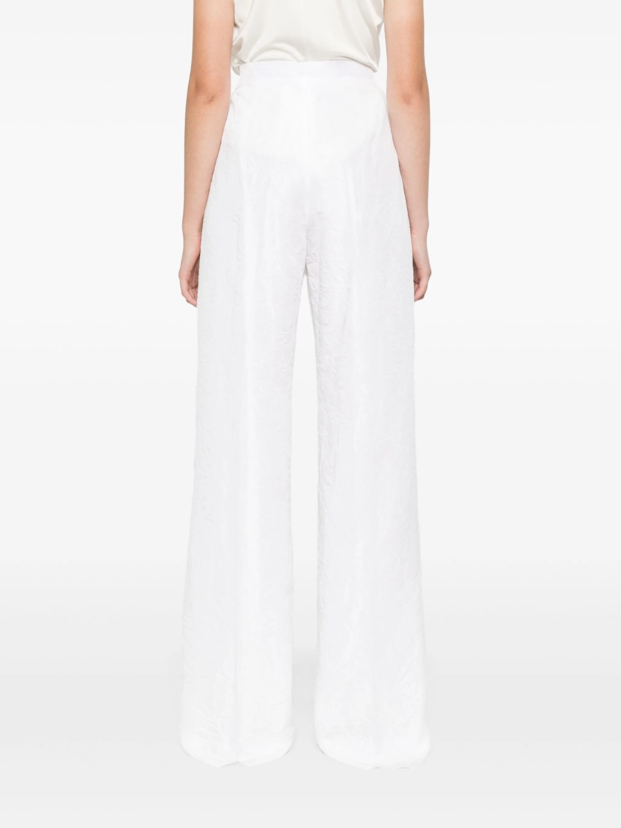 Pantaloni talie inalta Max Mara albi din acetat - Img 4