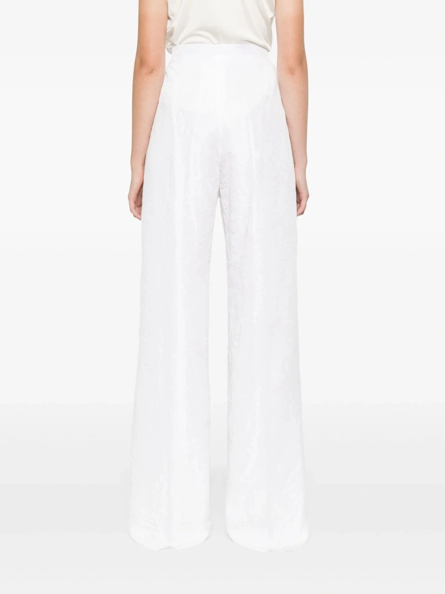 Pantaloni talie inalta Max Mara albi din acetat - Img 4