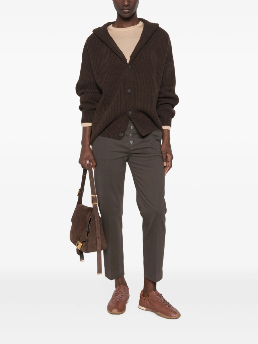 Pantaloni trei sferturi Dondup verzi din elastan si bumbac - Img 2