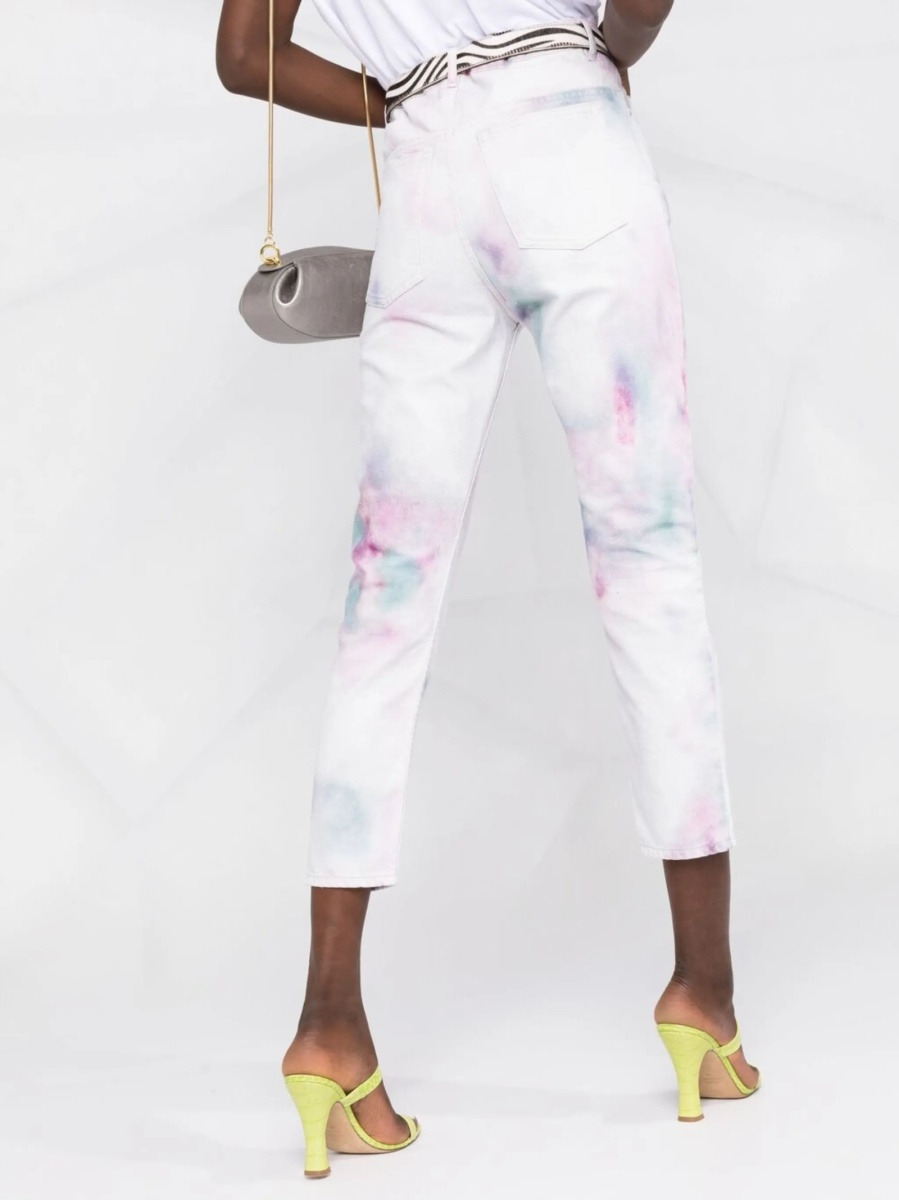 Pantaloni trei sferturi ISABEL MARANT ETOILE albi din bumbac - Img 3