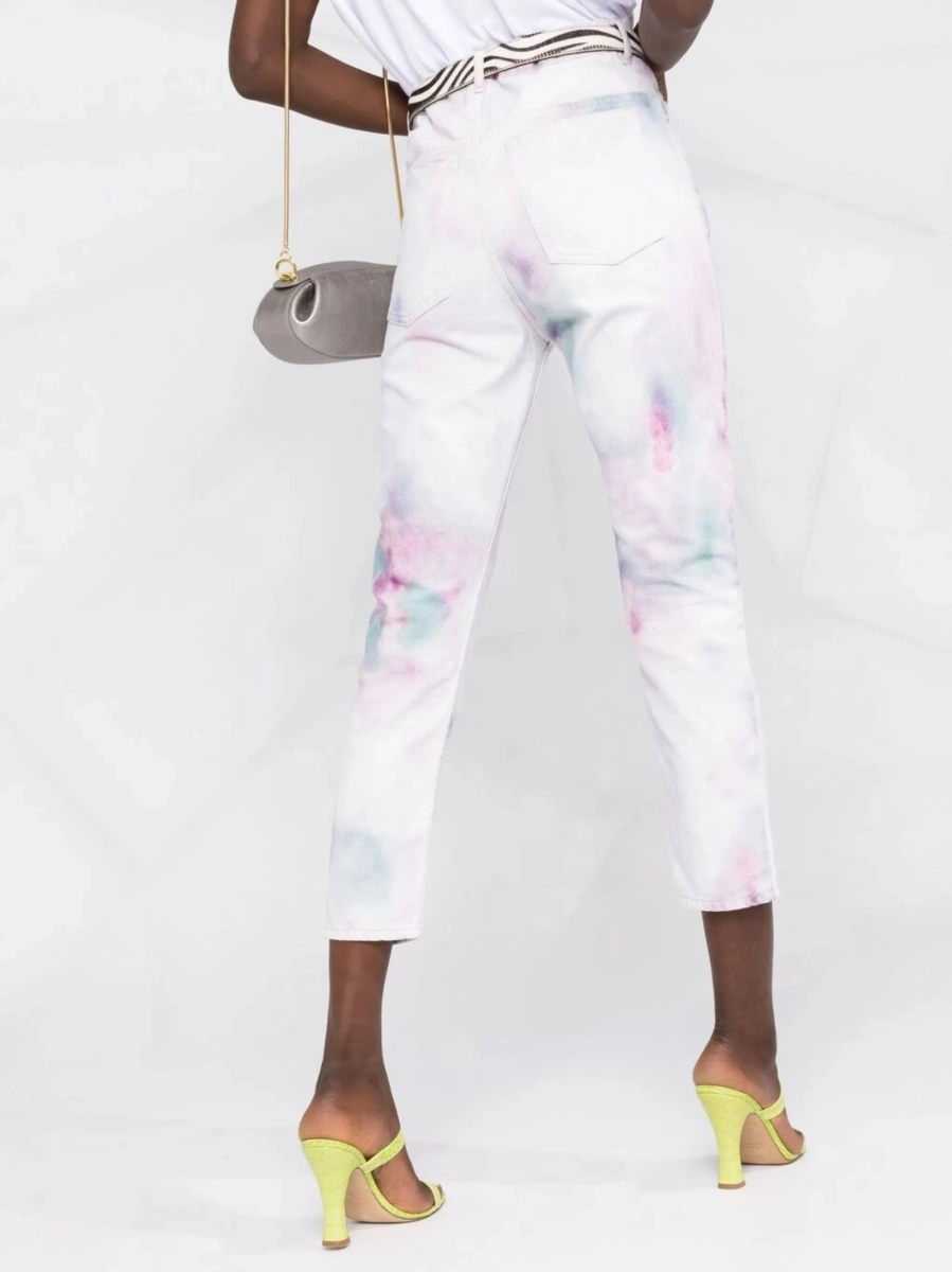 Pantaloni trei sferturi ISABEL MARANT ETOILE albi din bumbac - Img 3