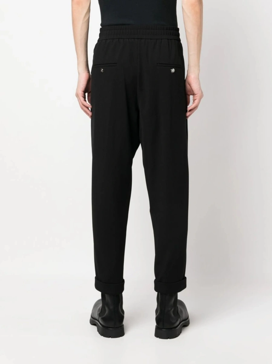 Pantaloni tur lasat Balmain negri din elastan si poliamida - Img 4