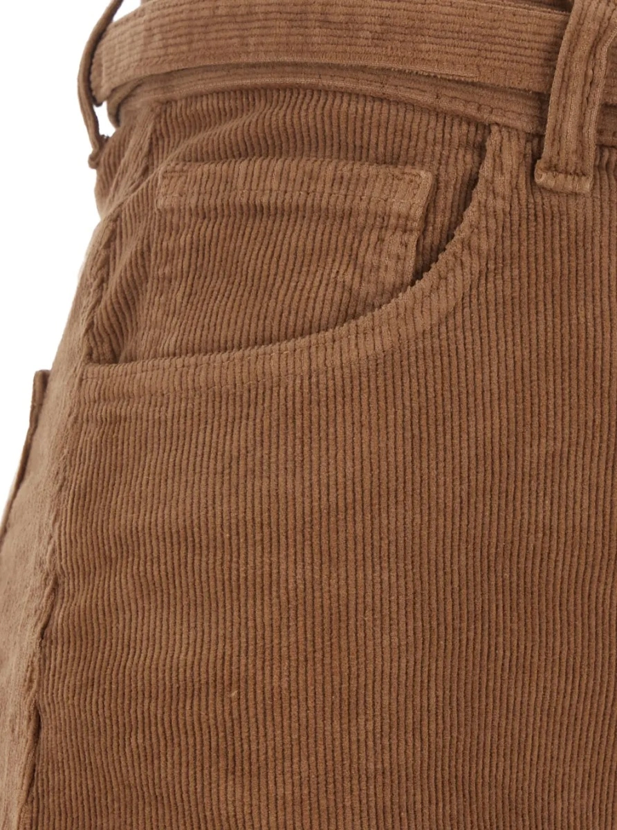 Pantaloni TWINSET maro din catifea reiata - Img 3