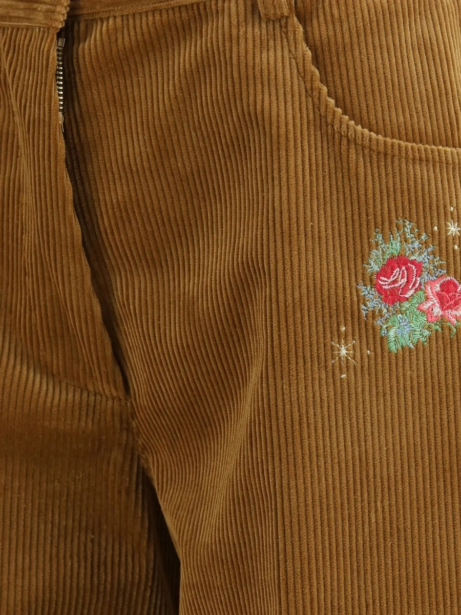 Pantaloni Velvet Pants with embroidered bouquets - Img 4