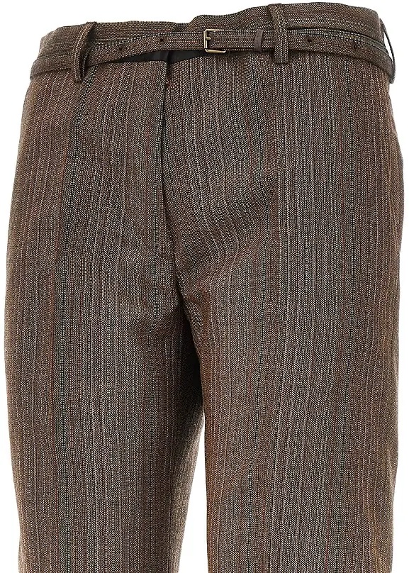Pantaloni Wool straight pants with belt - Img 2