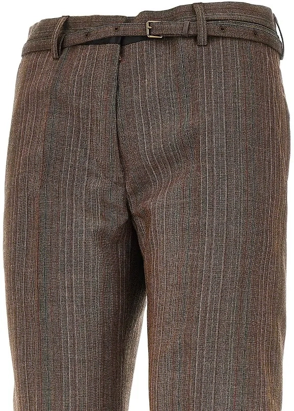 Pantaloni Wool straight pants with belt - Img 2