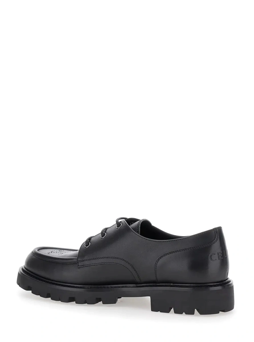 Pantofi Black Lace-Up Derby Shoes with Triomphe Logo in Leather Man - Img 3