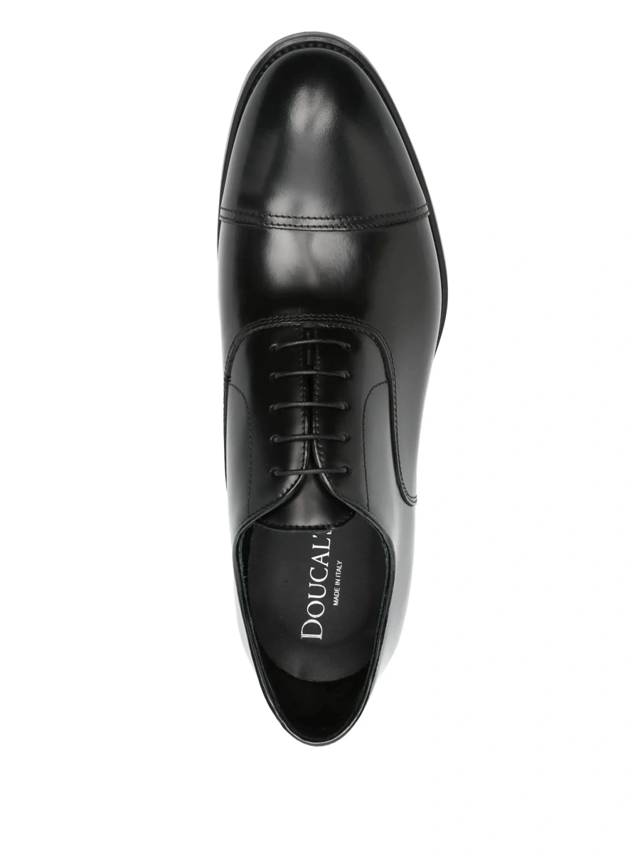 Pantofi Black Smooth Leather Five-Hole Oxford Shoes for Men - Img 7