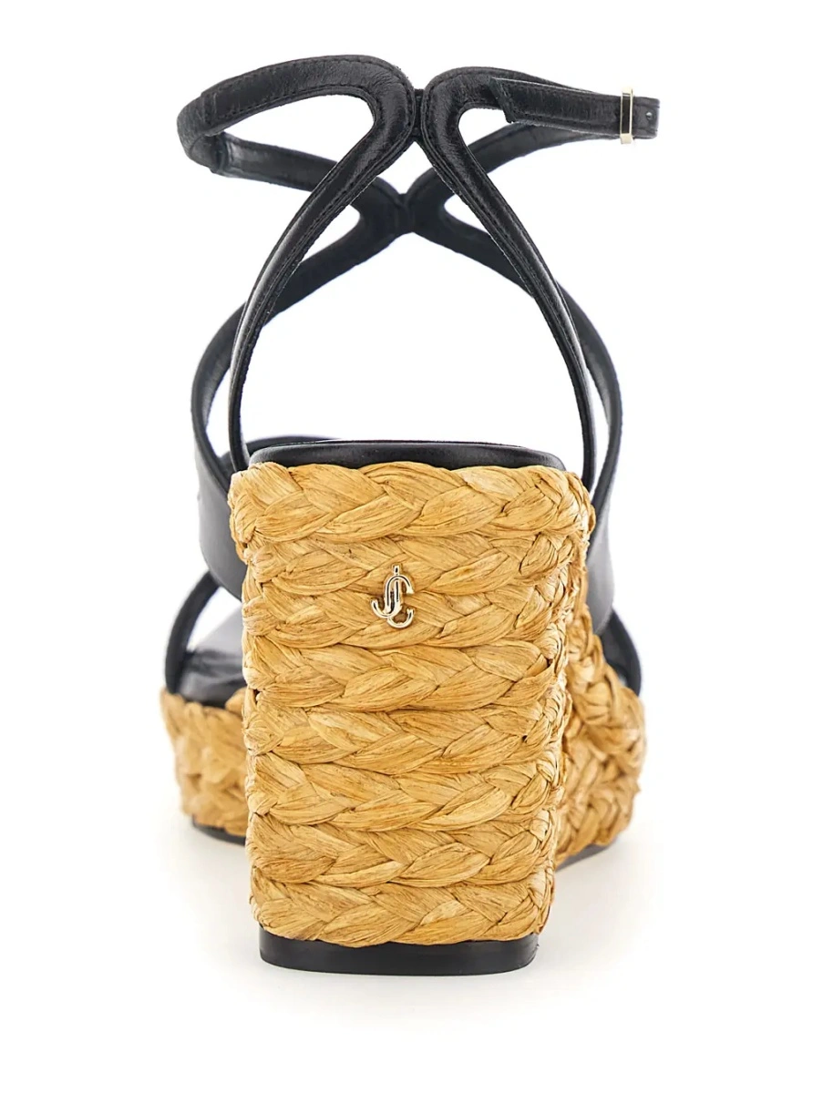 Pantofi cu platforma Jimmy Choo negri din piele si material textil - Img 4