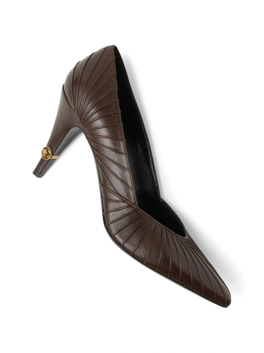 Pantofi cu toc Versace maro din piele - Img 6