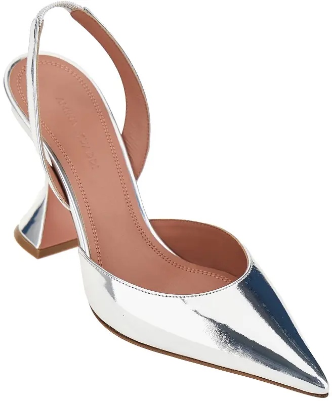 Pantofi 'Holli' metallized leather slingback pumps - Img 2