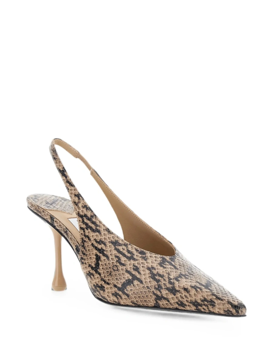 Pantofi 'Isa' Beige Beige Slingback Pumps with Snakeskin Print Effect in Leather for Women - Img 5