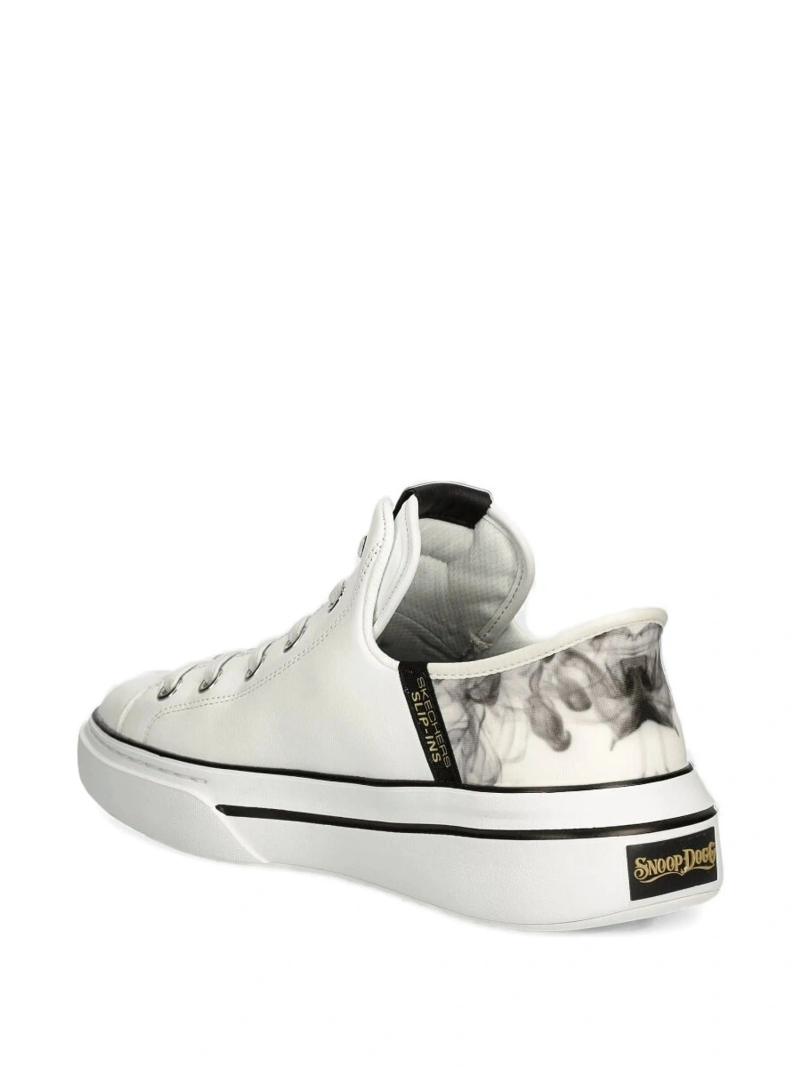 Pantofi slip-on SKECHERS albi din piele si material textil - Img 2