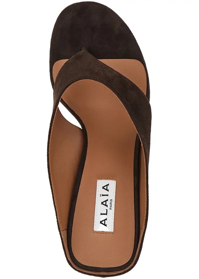 Pantofi Suede leather 'Cube' thong mules - Img 4