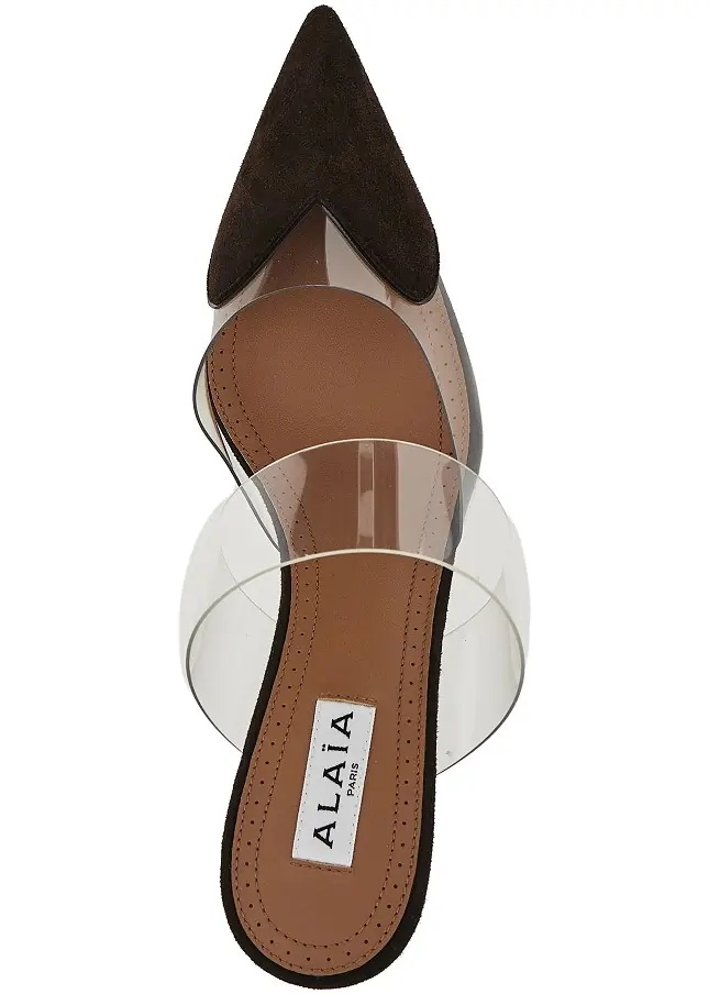 Pantofi Suede leather 'Le Coeur' wedge mules - Img 4