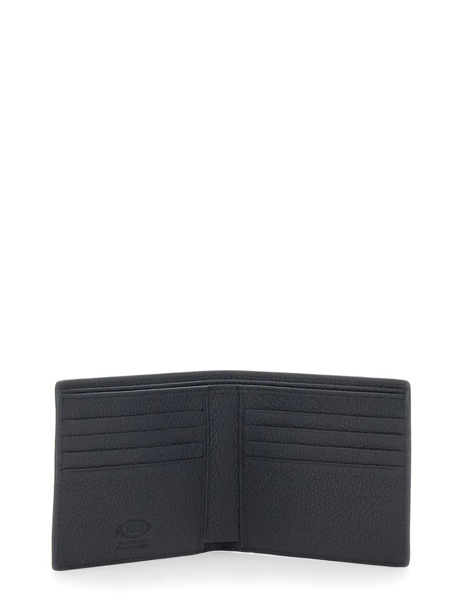Portofele Black Bifold Wallet with metal T logo plate on the front in leather for men - Img 3