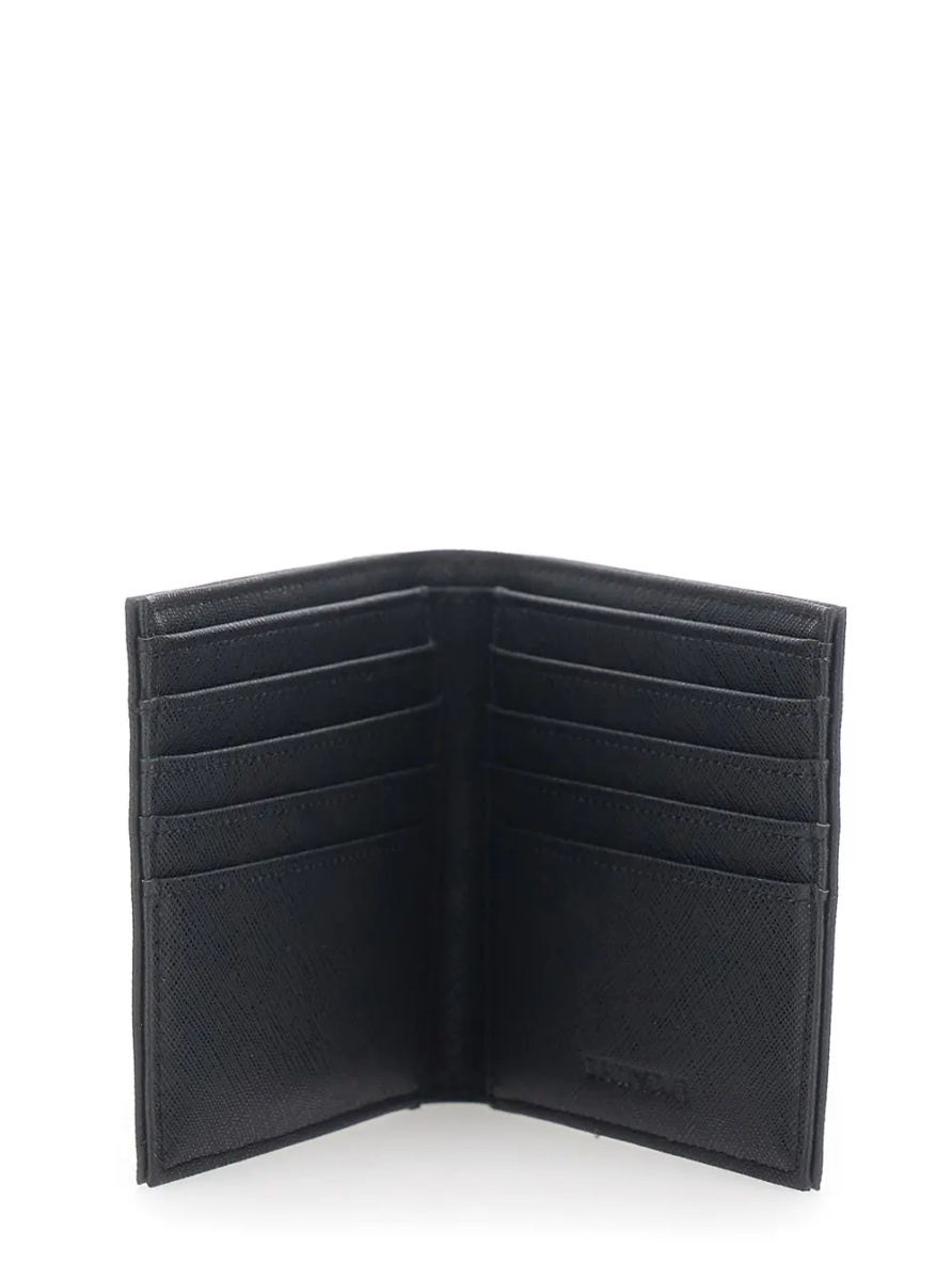 Portofele black Bifold wallet with metallic logo on the front in tech fabric for men - Img 3