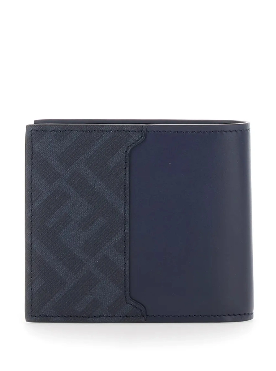 Portofele Blue Bi-Fold Wallet with FF Plate on the Front in Leather for Men - Img 2
