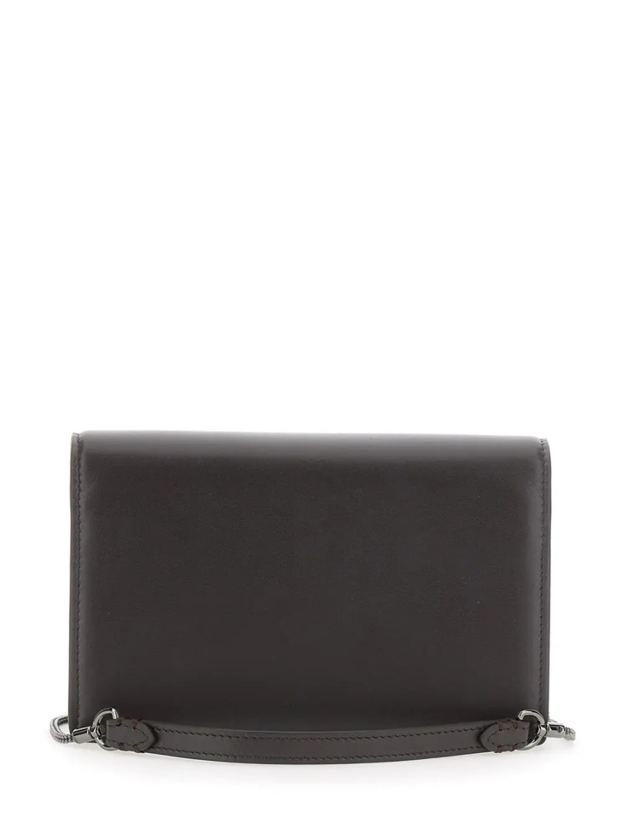 Portofele brown wallet with front logo lettering in leather Women - Img 2
