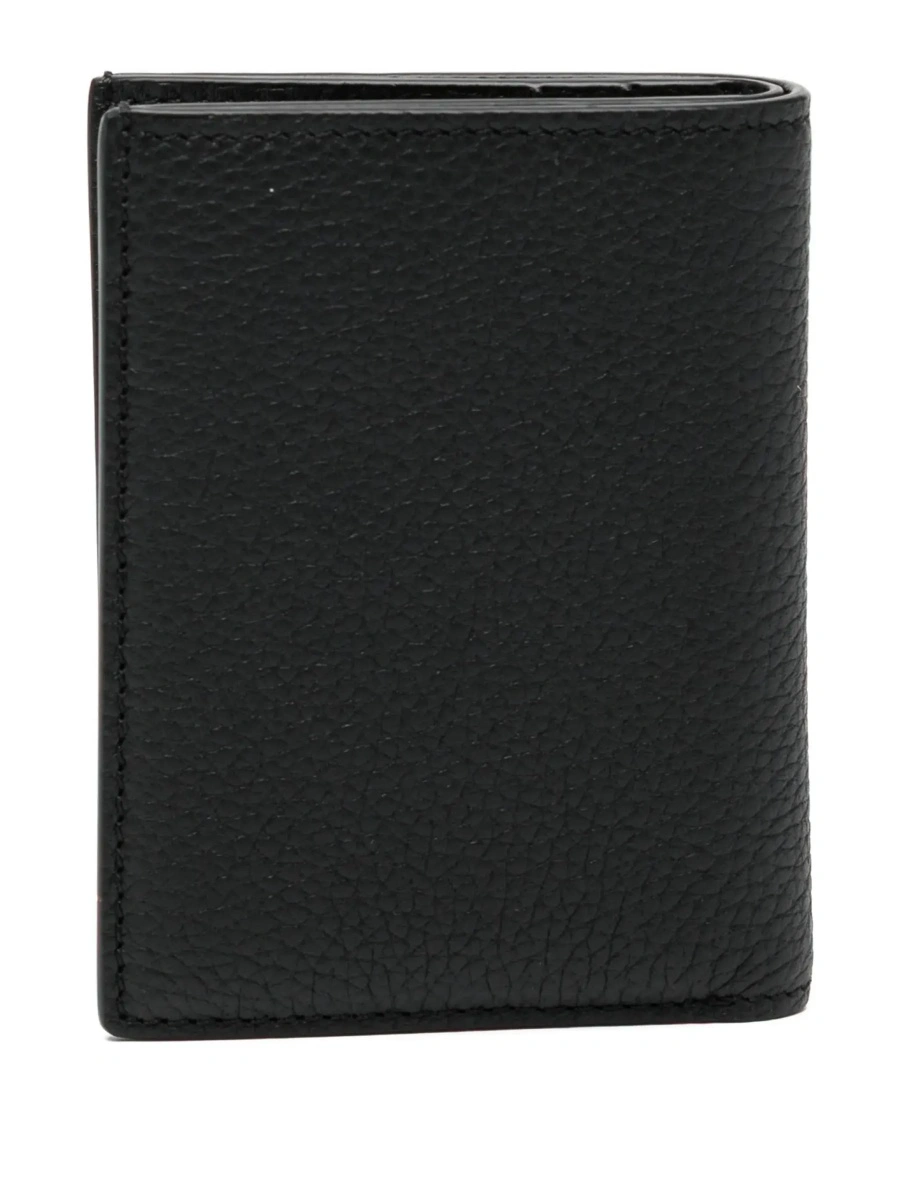 Portofele Card holder with logo lettering embossed on the front in grained black leather for men - Img 4