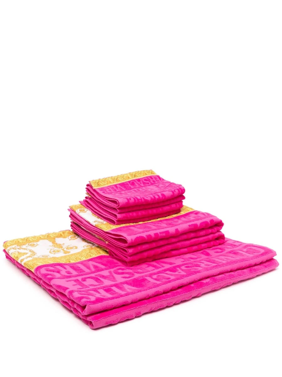 Prosoape de baie VERSACE HOME roz din bumbac - Img 5