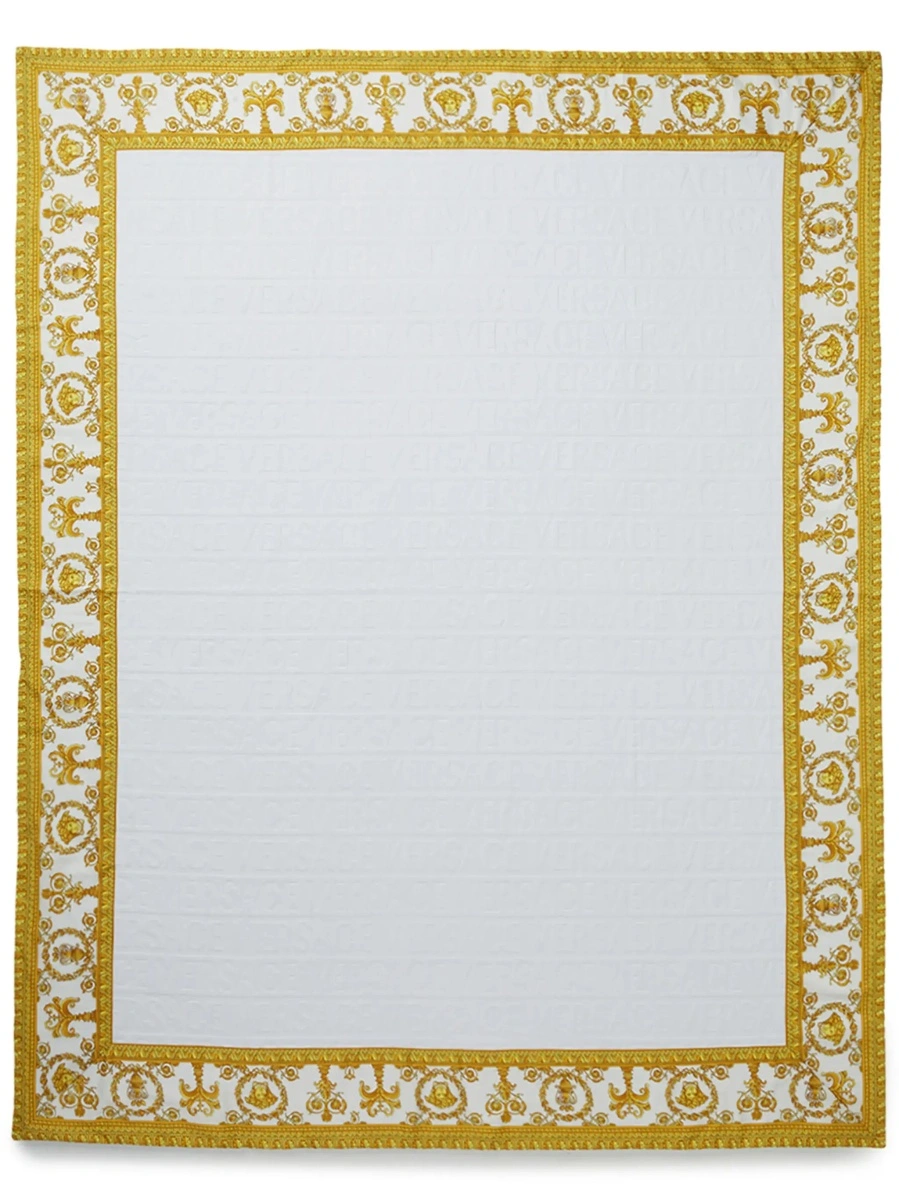 Prosoape Towel with Baroque Print Profiles in White Cotton Unisex - Img 6