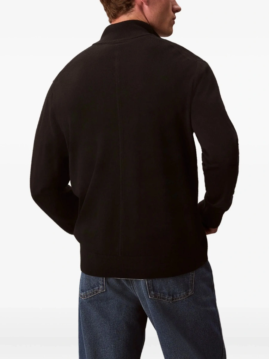 Pulover Black Sweater with half zip closure and high collar in wool for men - Img 5