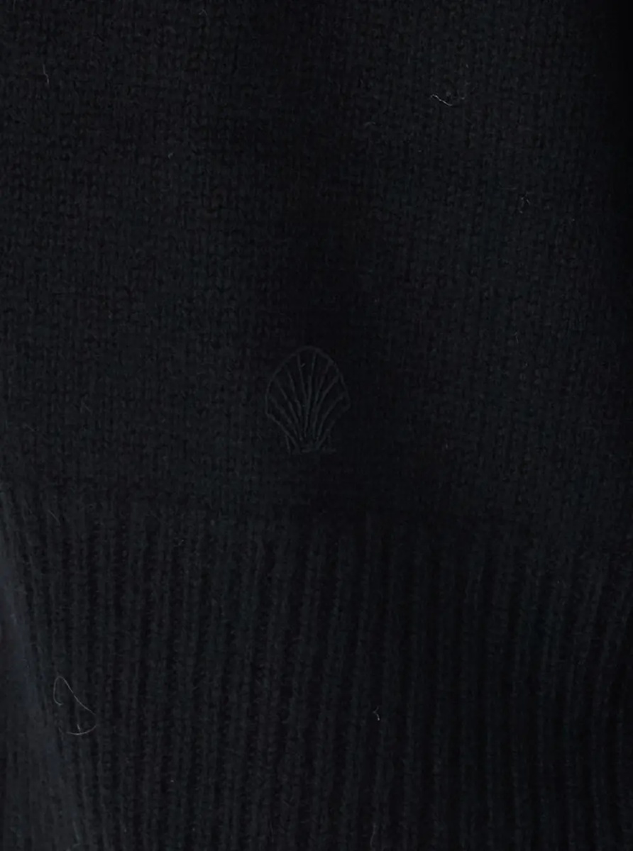 Pulover black sweater with V-neck and long sleeve in cashmere women - Img 3